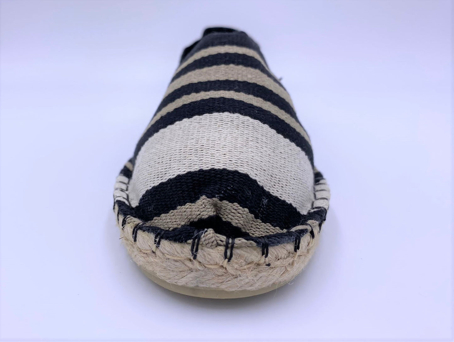 'Saint Tropez' Black and Multi Neutral Striped Espadrille