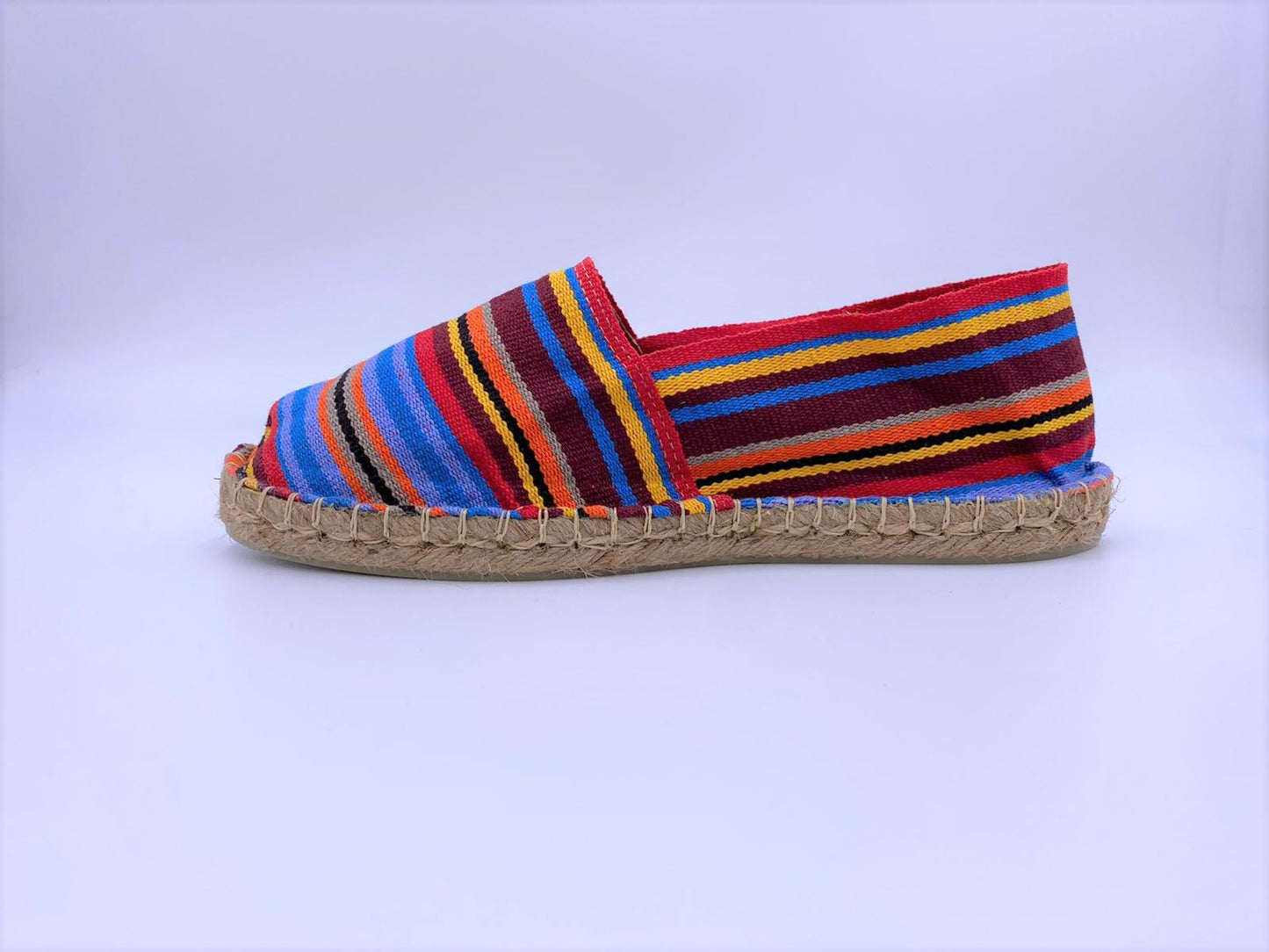 'Cannes' Bold Blue and Reds Striped Espadrille