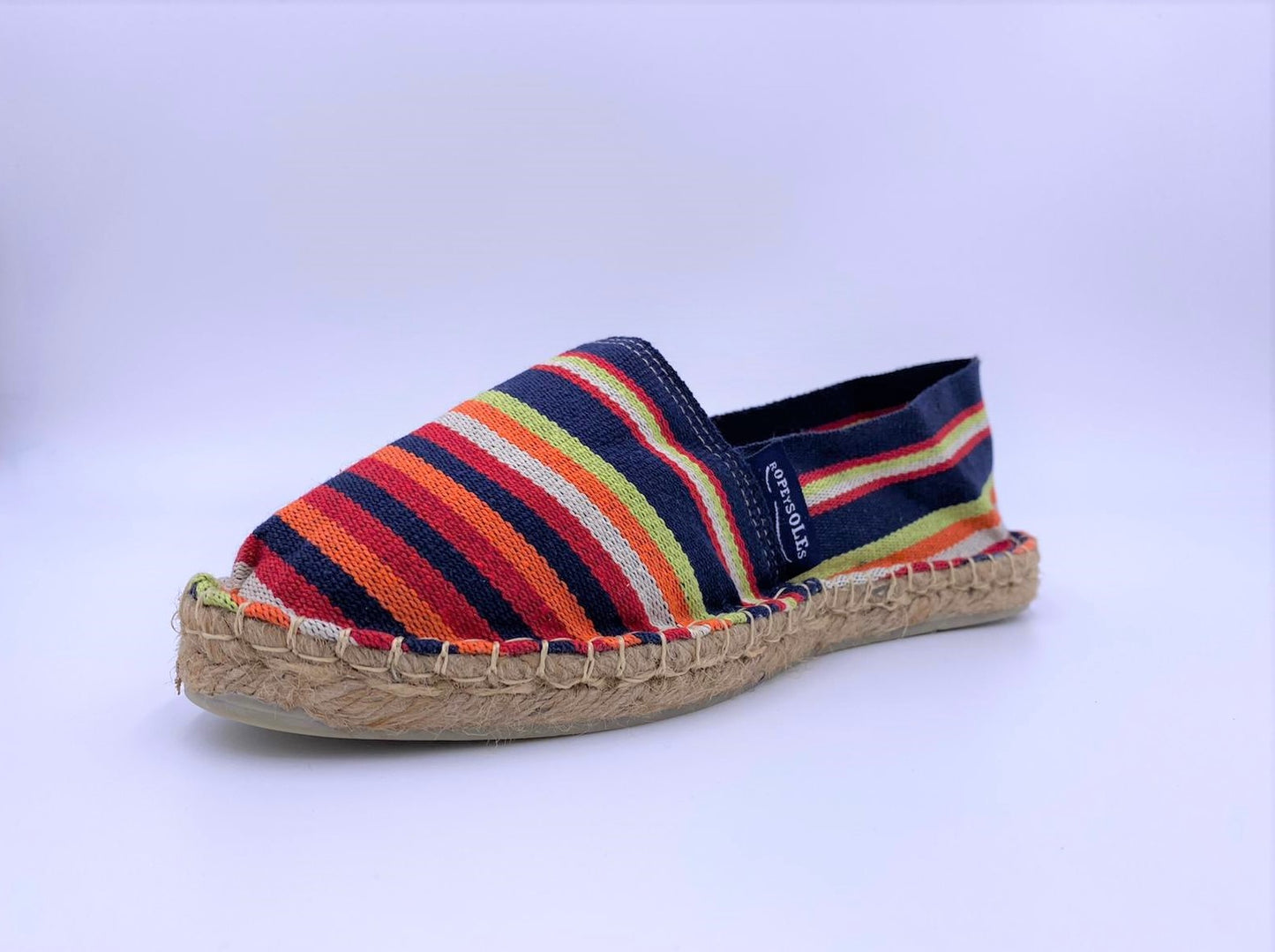 'Deauville' Navy and Reds Striped Espadrille