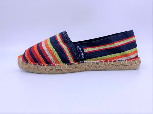 'Deauville' Navy and Reds Striped Espadrille