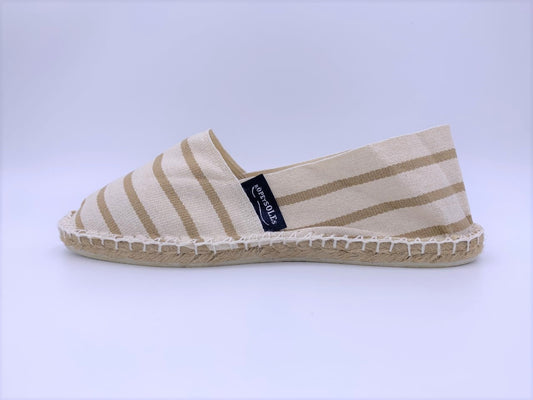 Sable and White Stripe Espadrille